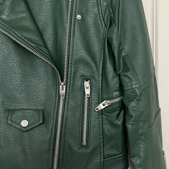 BLANKNYC Easy Rider Faux LeatherMoto Jacket (Dark Green) SMALL - Picture 7 of 14